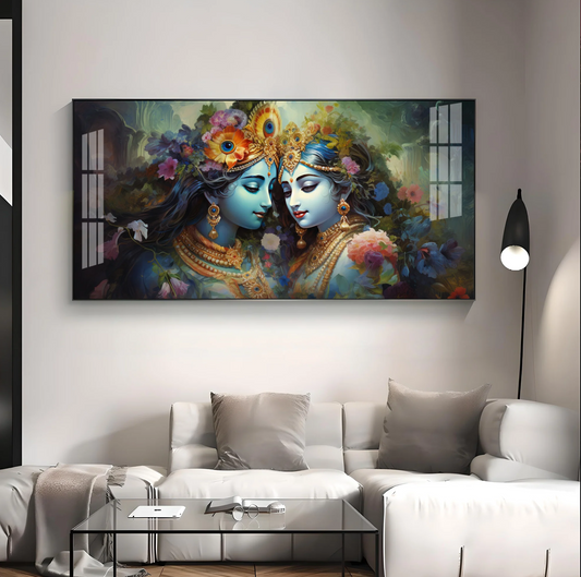 Krishna's Love For Radha Premium Acrylic Horizontal Wall Art