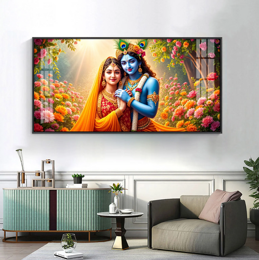 Radha Krishna Boundless Bhakti Premium Acrylic Horizontal Wall Art