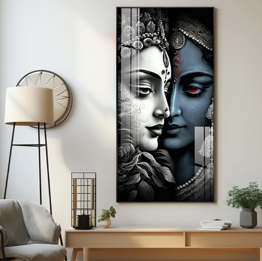 Beautiful Krishna & Radha Premium Acrylic Vertical Wall Art
