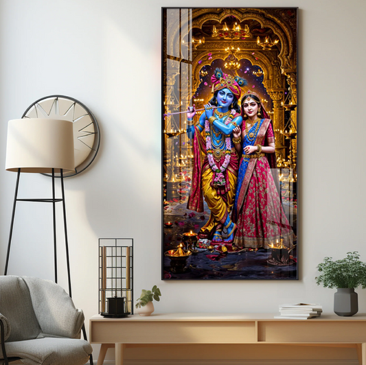 Krishna's Feast of Love Premium Acrylic Vertical Wall Art