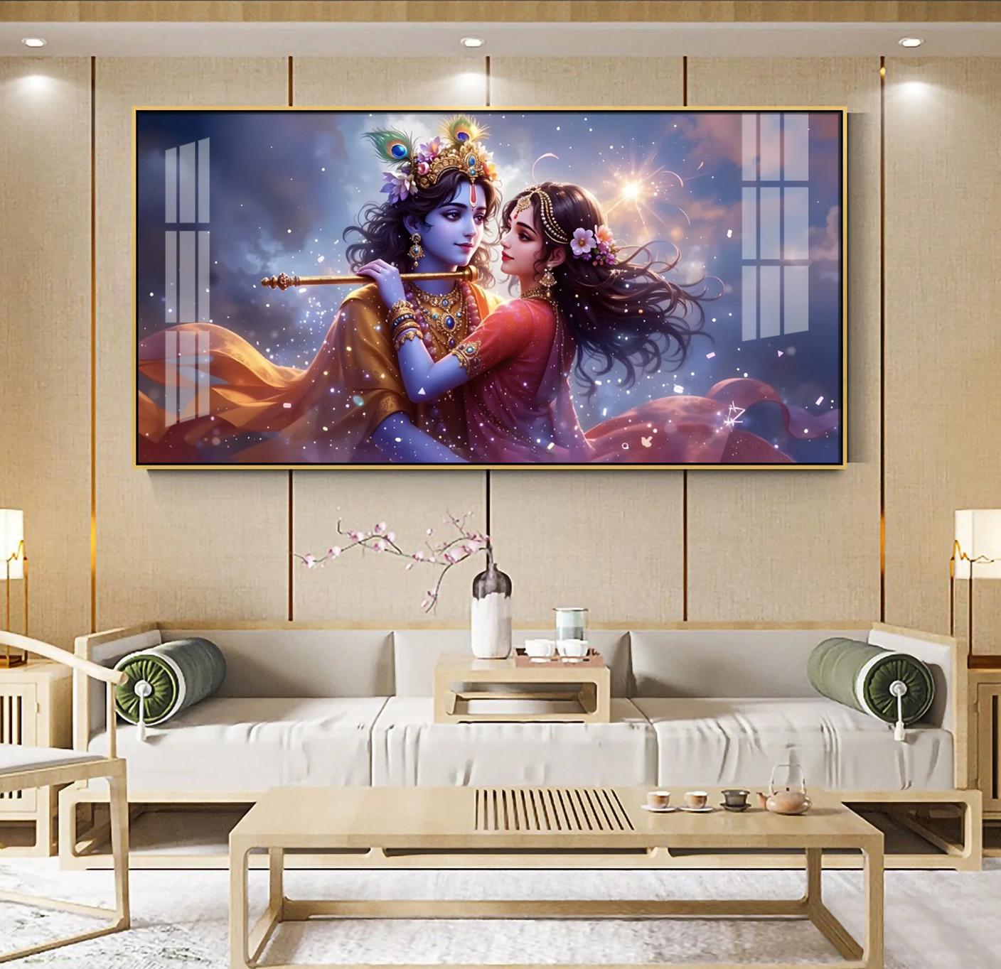Radha Krishna Dancing Premium Acrylic Horizontal Wall Art