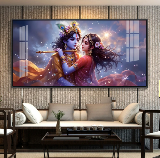 Radha Krishna Dancing Premium Acrylic Horizontal Wall Art