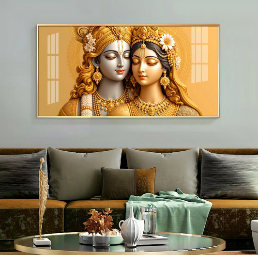 Devotional Krishna And Radha Premium Acrylic Horizontal Wall Art