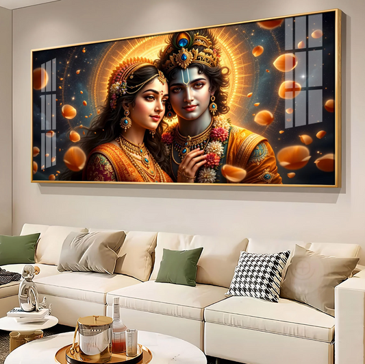 Transcendent Spirits Of Krishna Radha Premium Acrylic Horizontal Wall Art