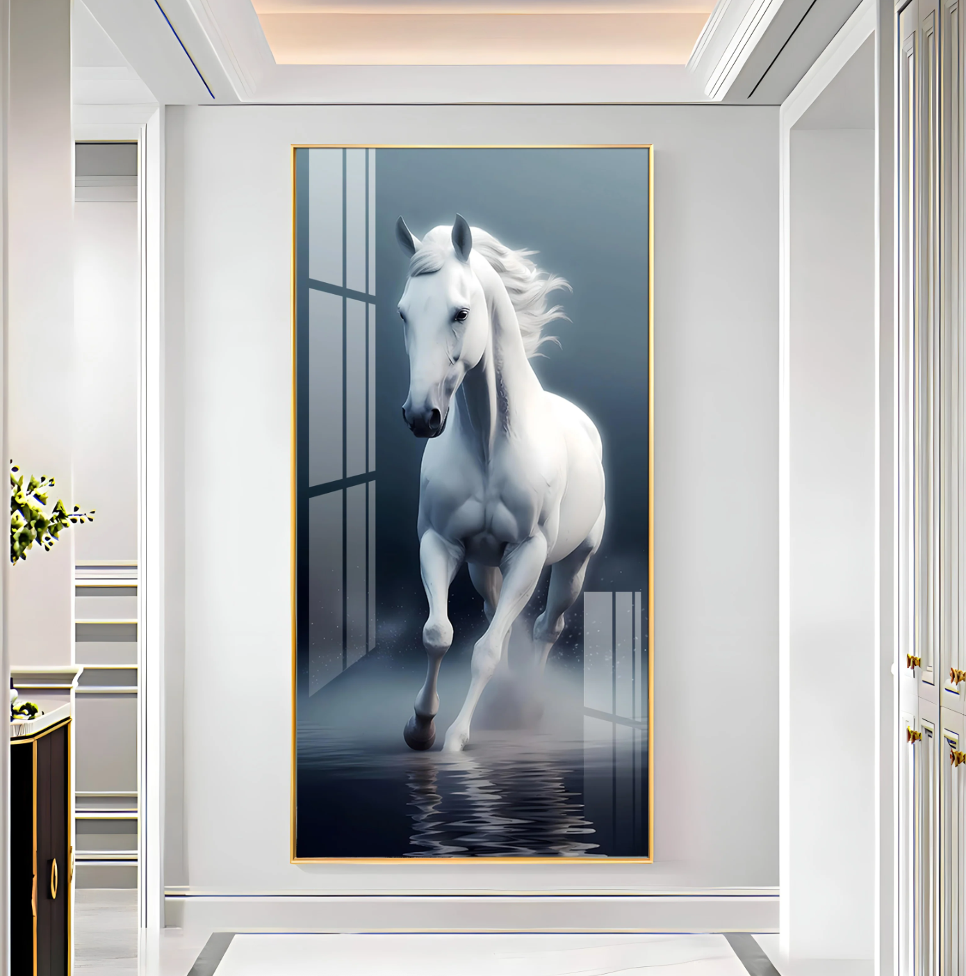 Beautiful White Horse Premium Acrylic Vertical Wall Art