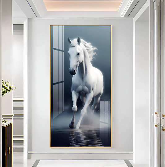 Beautiful White Horse Premium Acrylic Vertical Wall Art