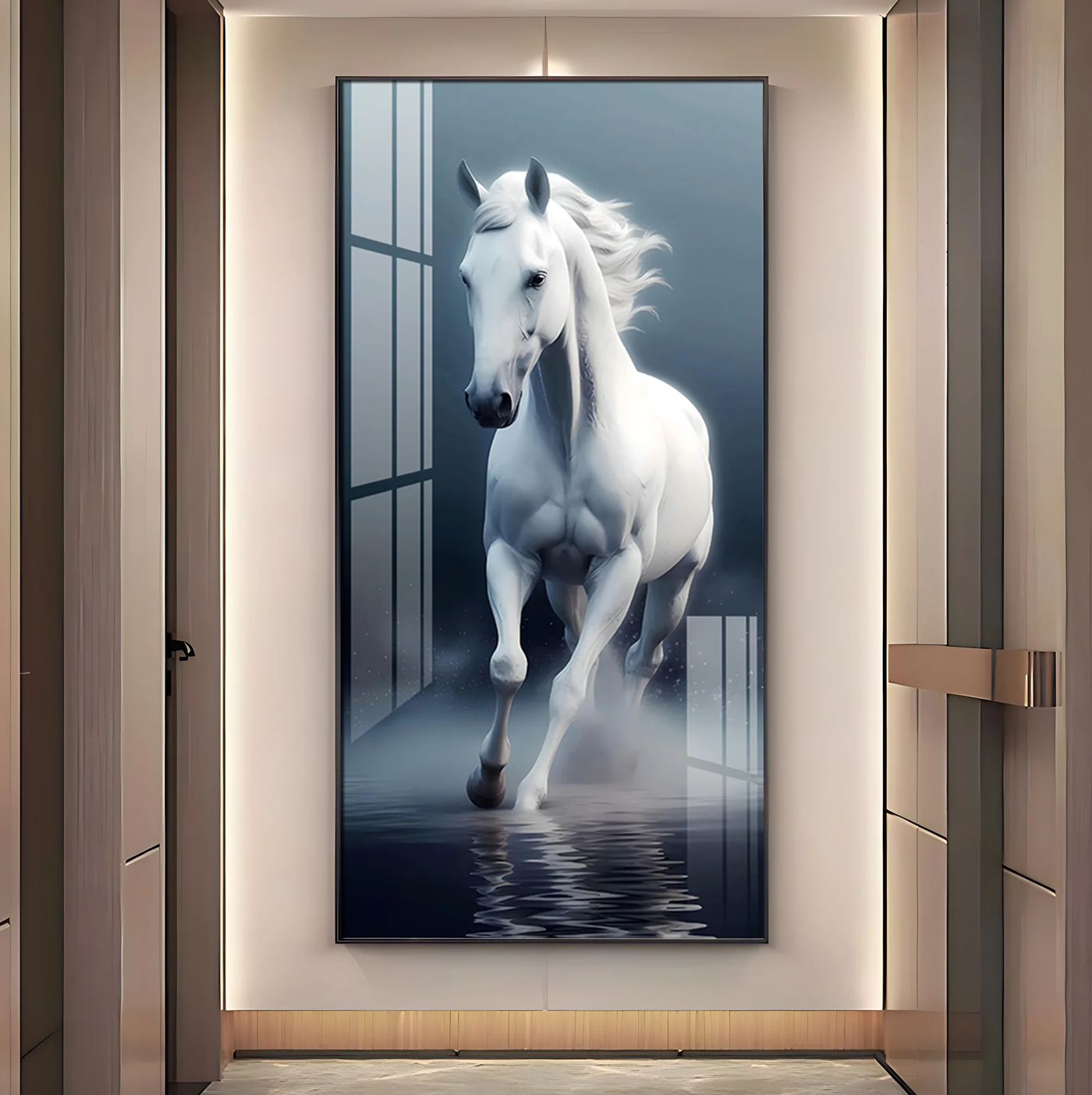 Beautiful White Horse Premium Acrylic Vertical Wall Art