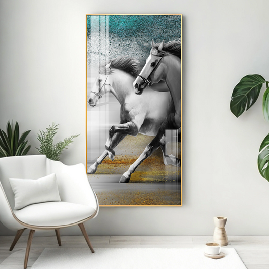Arabian White Horse Premium Acrylic Vertical Wall Art