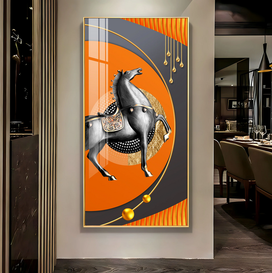 Black Warrior Horse Premium Acrylic Vertical Wall Art