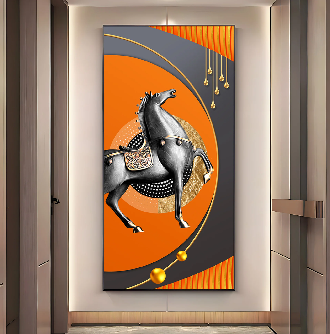 Black Warrior Horse Premium Acrylic Vertical Wall Art
