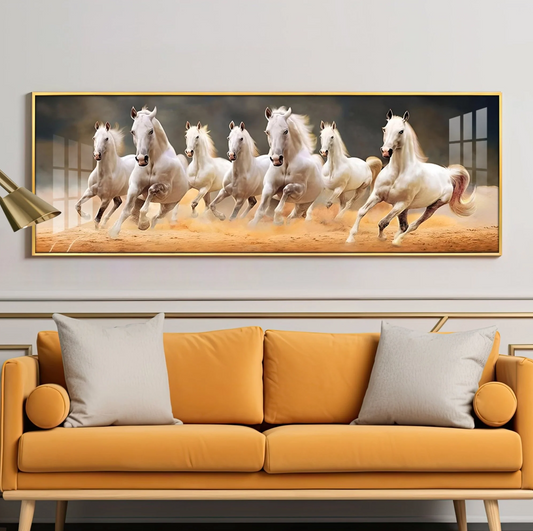 Seven Running Horses Premium Acrylic Horizontal Wall Art