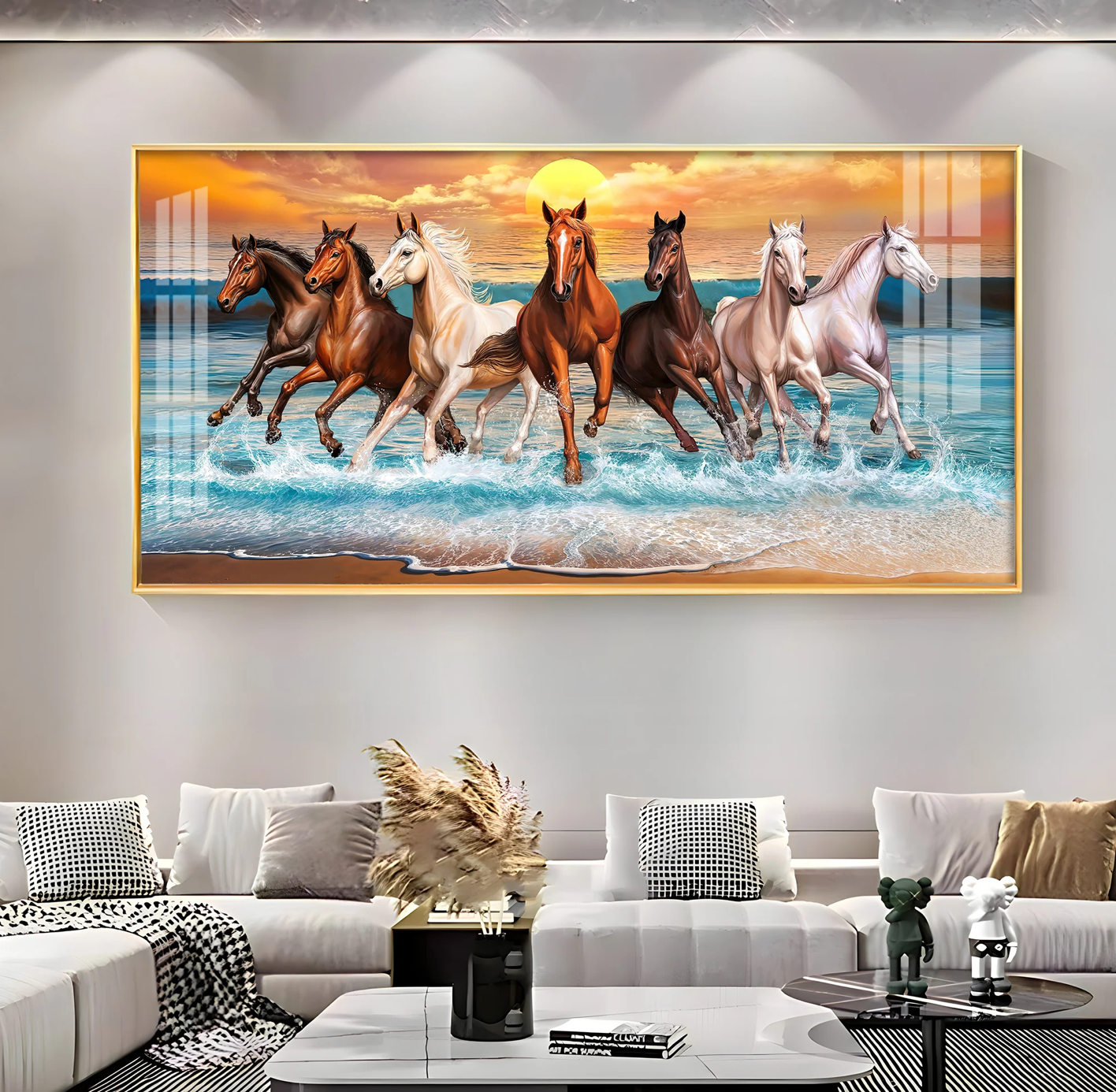 Seven Horses Running Premium Acrylic Horizontal Wall Art