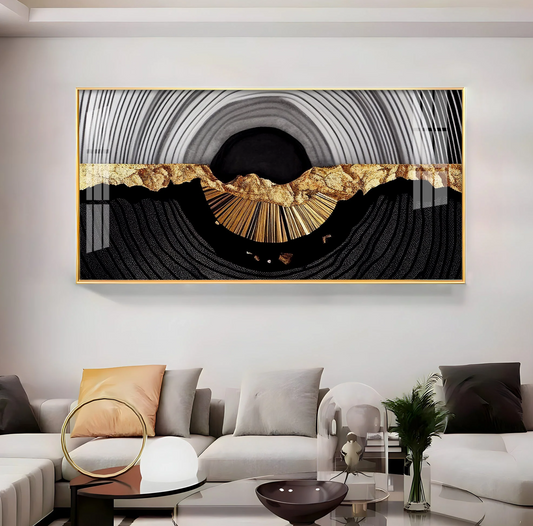 Modern Art In Gold and Black Premium Acrylic Horizontal Wall Art