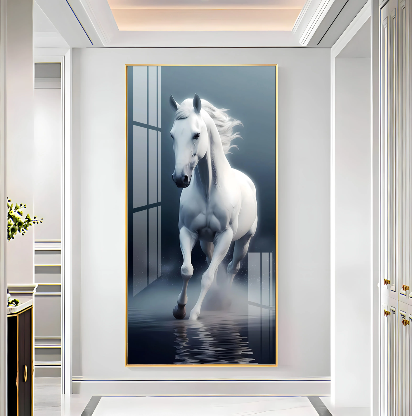 Beautiful White Horse Premium Acrylic Vertical Wall Art