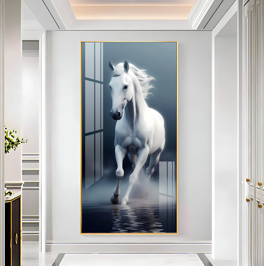 Beautiful White Horse Premium Acrylic Vertical Wall Art