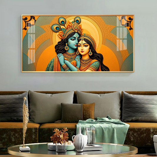 Cosmic Connection Radha Krishna Premium Acrylic Horizontal Wall Art