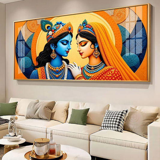 Abstract Radha Krishna Art Premium Acrylic Horizontal Wall Art