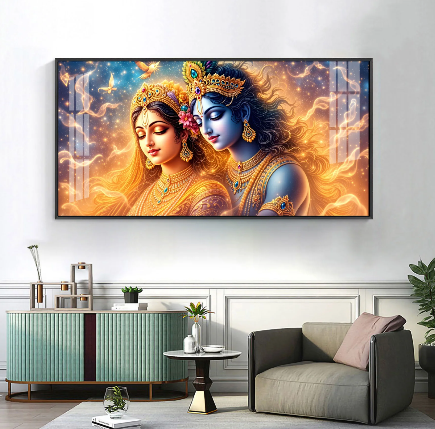 Firefly Radha Krishna Premium Acrylic Horizontal Wall Art