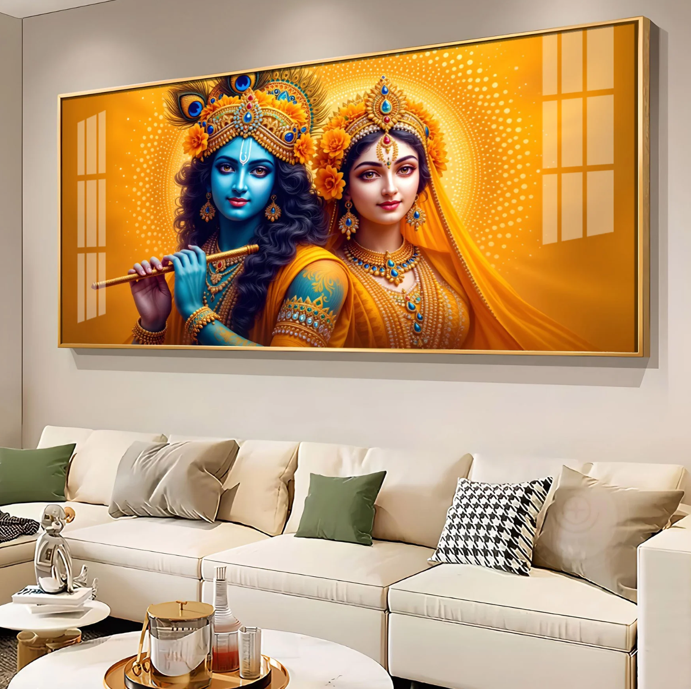 Radha Krishna portrait Premium Acrylic Horizontal Wall Art