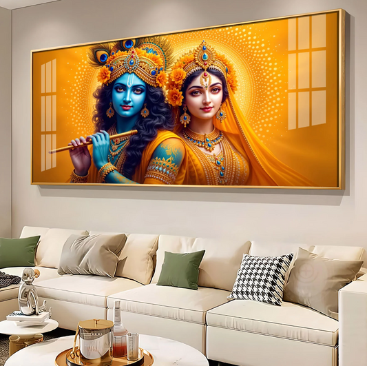 Radha Krishna portrait Premium Acrylic Horizontal Wall Art