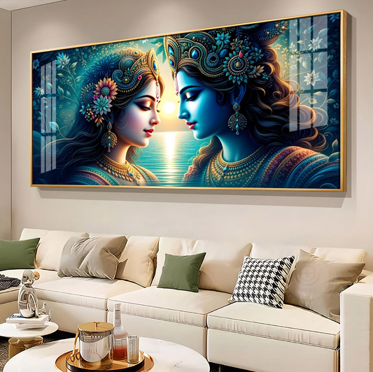 Radha Krishna Forestry Scene Premium Acrylic Horizontal Wall Art