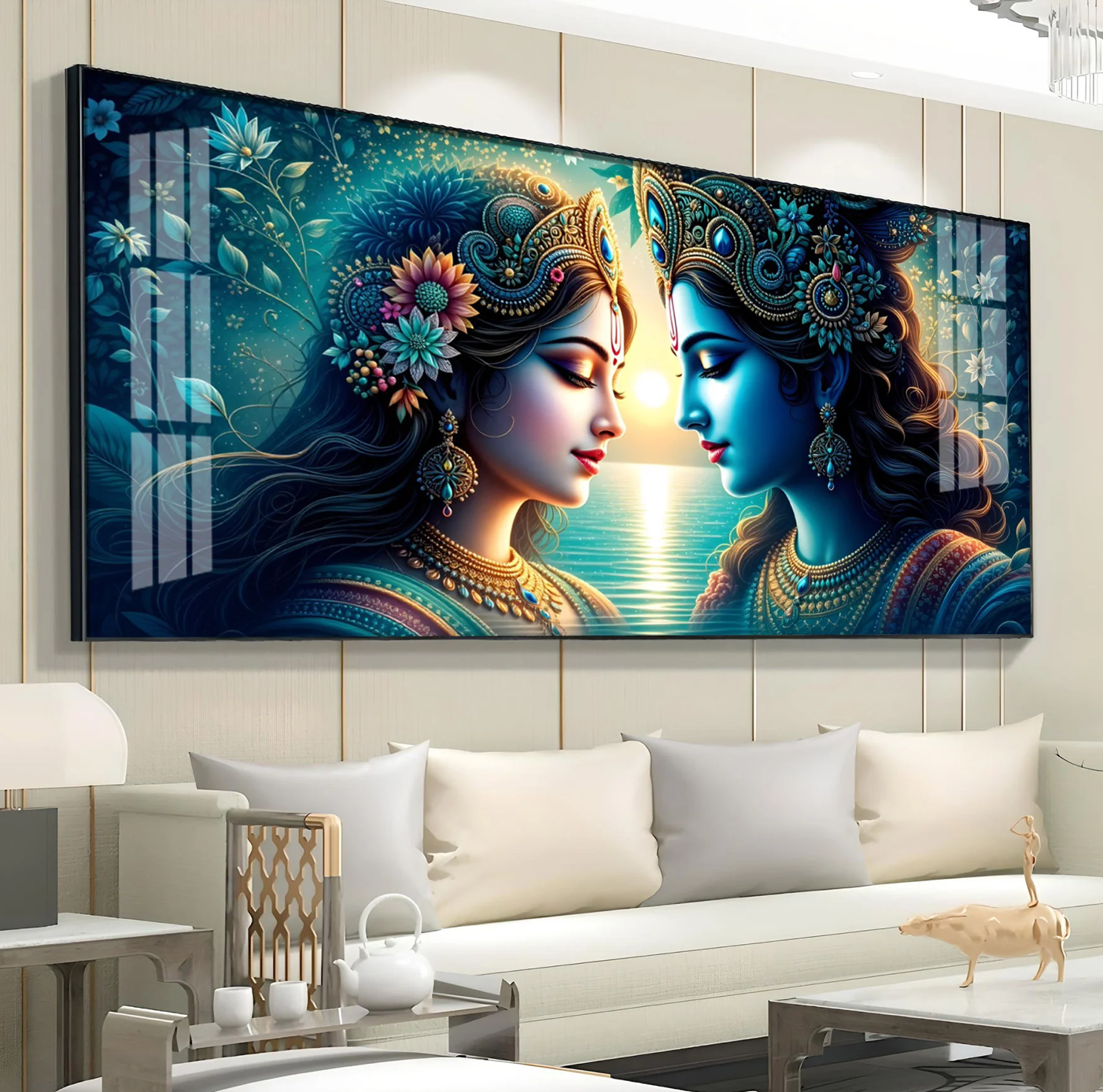 Radha Krishna Forestry Scene Premium Acrylic Horizontal Wall Art