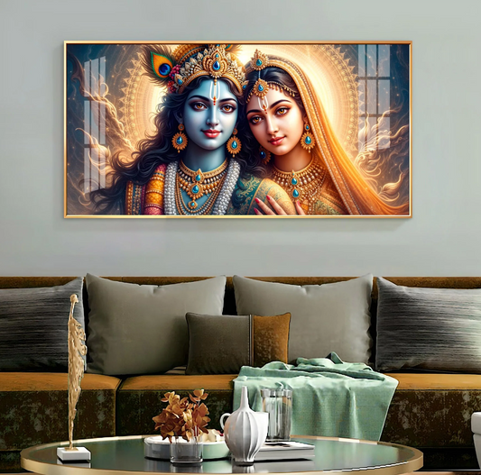 Krishna-Radha Masterpiece Premium Acrylic Horizontal Wall Art