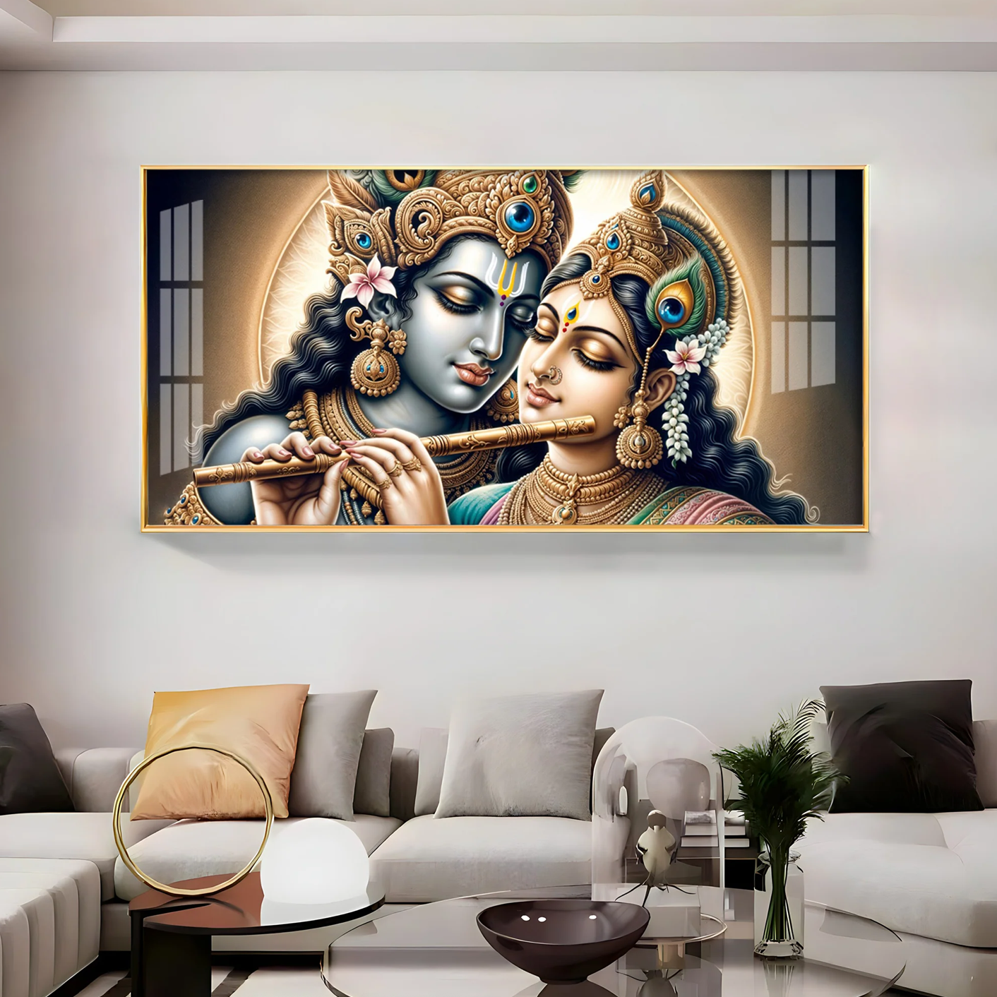 Enchanting Love Of Radha Krishna Premium Acrylic Horizontal Wall Art