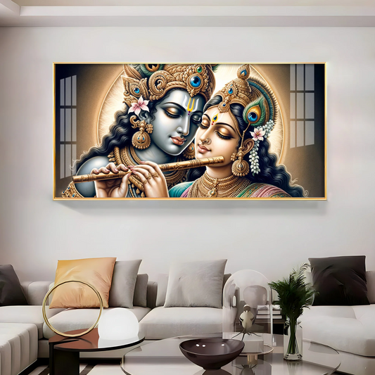 Enchanting Love Of Radha Krishna Premium Acrylic Horizontal Wall Art