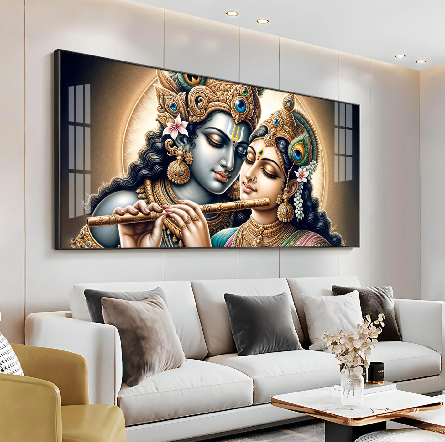 Enchanting Love Of Radha Krishna Premium Acrylic Horizontal Wall Art