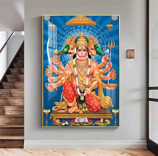 Panchmukhi Hanuman Premium Acrylic Vertical Wall Art