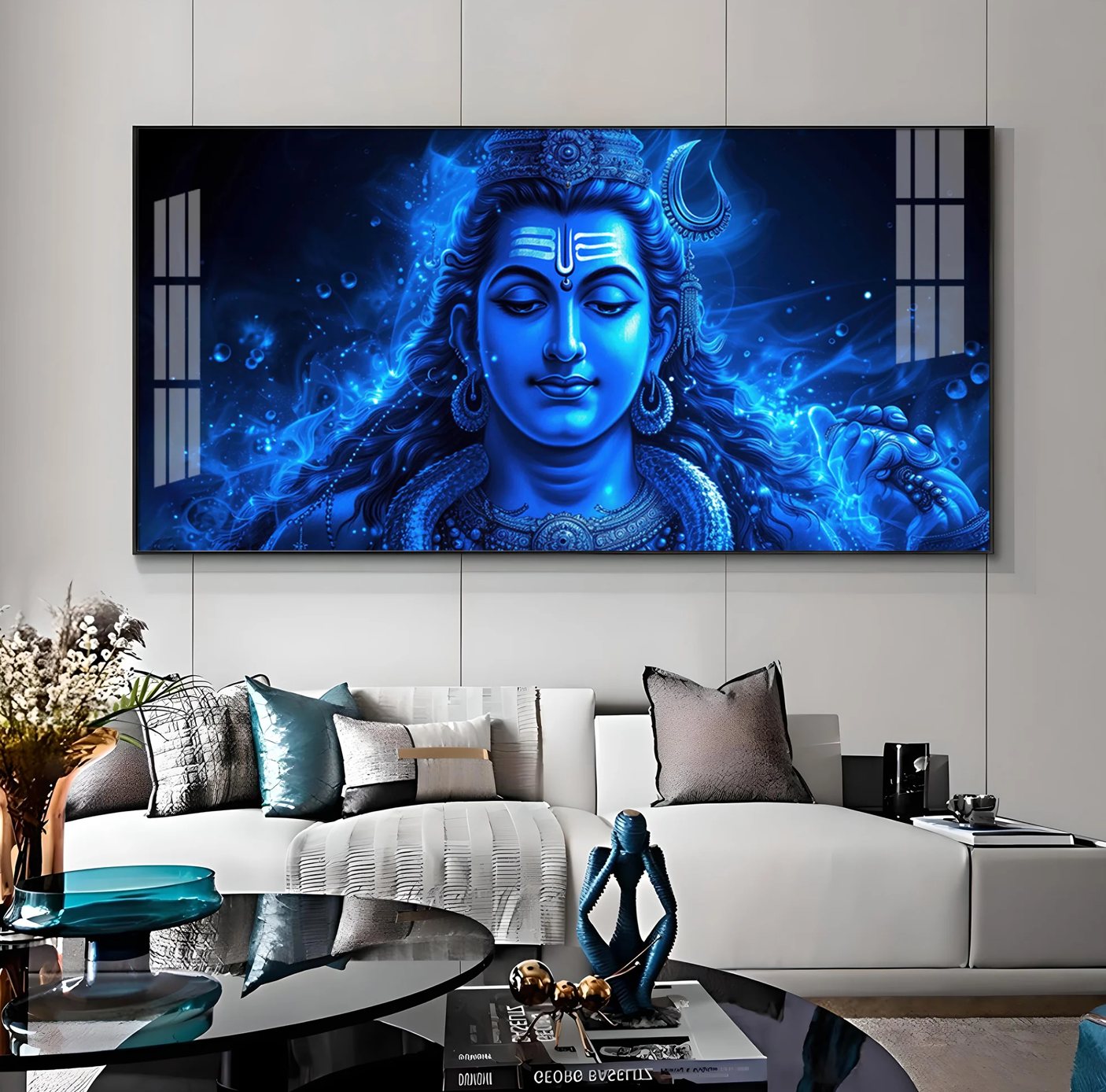 Lord Shiv Shakti Aura Premium Acrylic Horizontal Wall Art