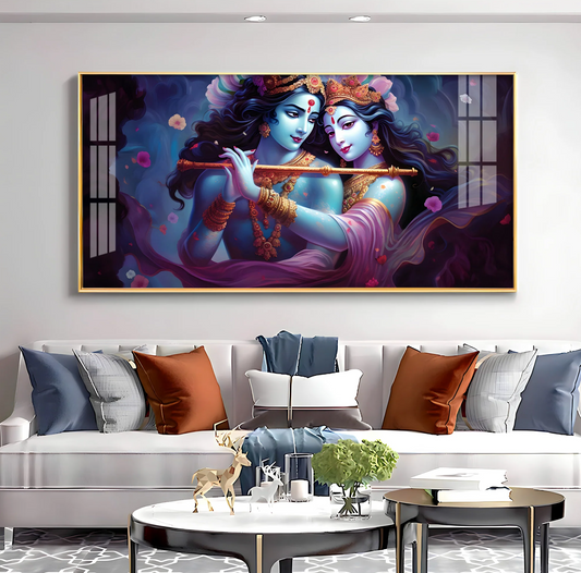 Radha Krishna Unforgetful Love Premium Acrylic Horizontal Wall Art