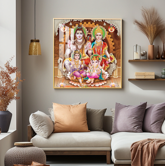 Shiv Parivar Premium Acrylic Square Wall Art