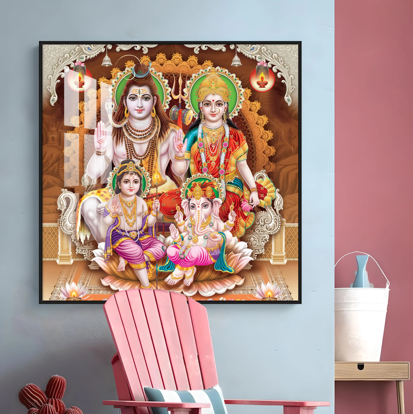 Shiv Parivar Premium Acrylic Square Wall Art