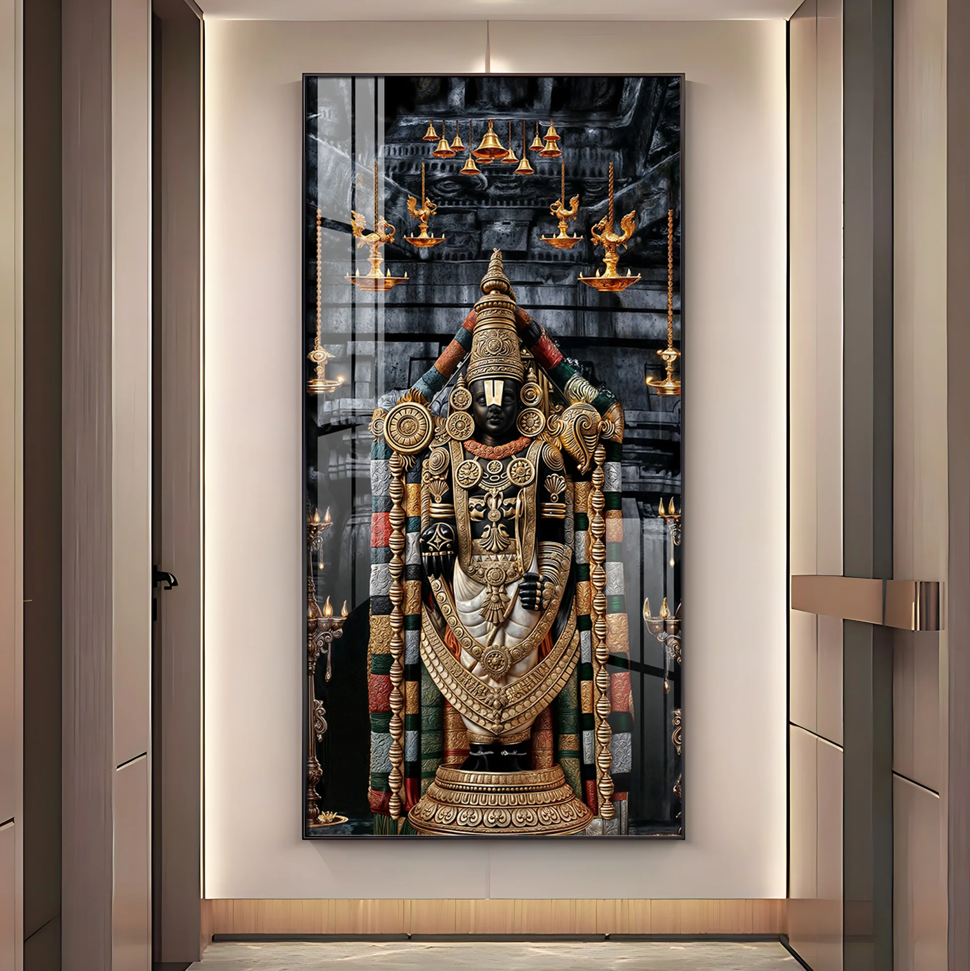 Lord Tirupati Premium Acrylic Vertical Wall Art