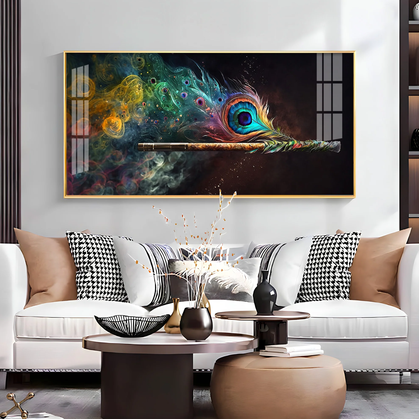 Divine Krishna Coverts Illumination Premium Acrylic Horizontal Wall Art