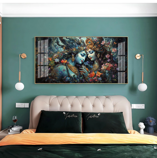 Mystical Love Of Radha Krishna Premium Acrylic Horizontal Wall Art