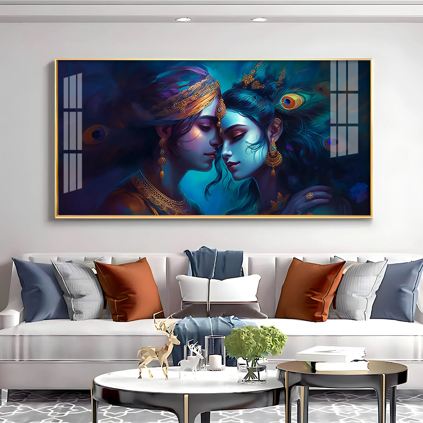 Quardro Radha Krishna Premium Acrylic Horizontal Wall Art