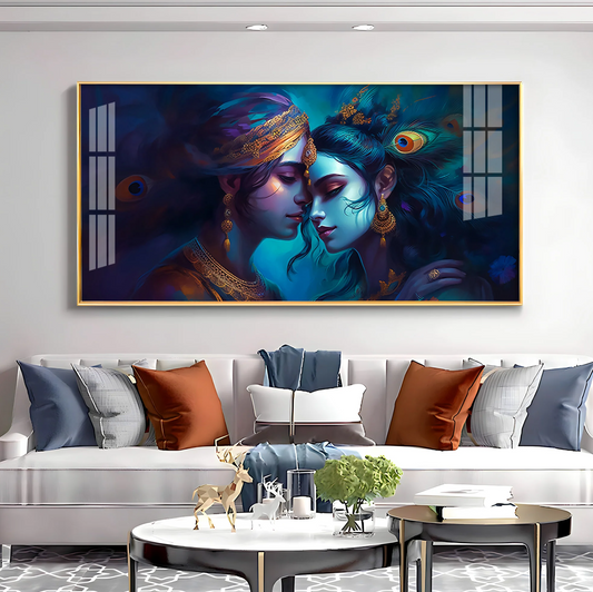 Quardro Radha Krishna Premium Acrylic Horizontal Wall Art