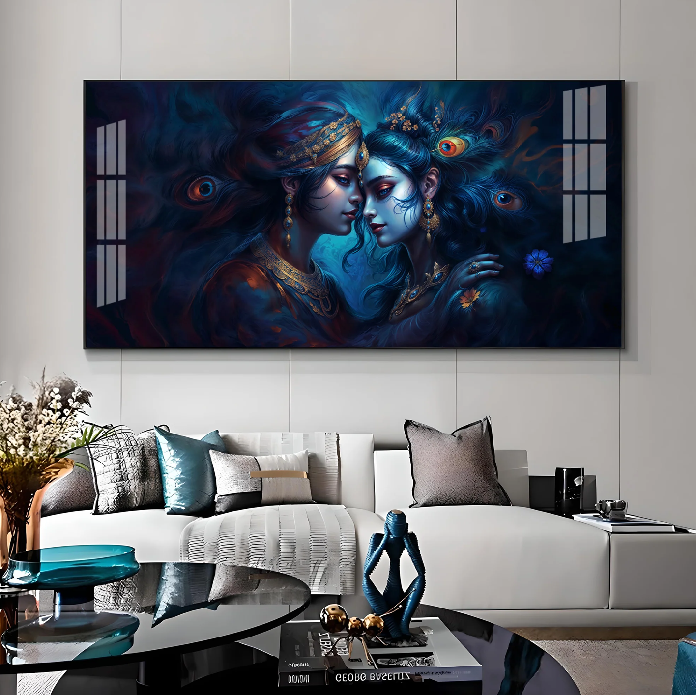 Quardro Radha Krishna Premium Acrylic Horizontal Wall Art
