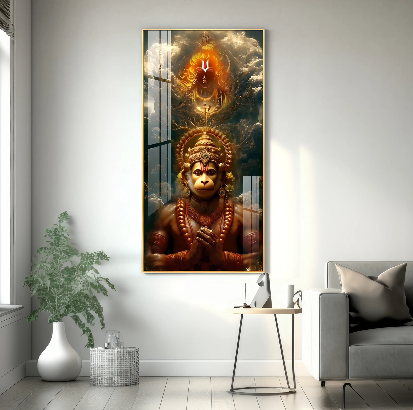 Sankatmochan Hanuman Premium Acrylic Vertical Wall Art