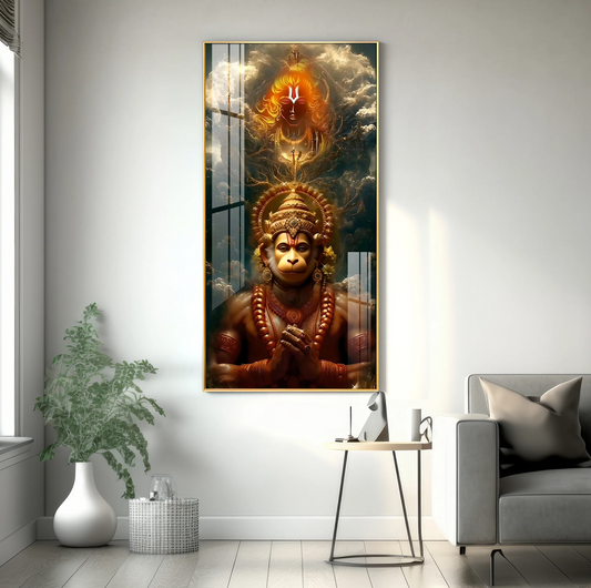 Sankatmochan Hanuman Premium Acrylic Vertical Wall Art