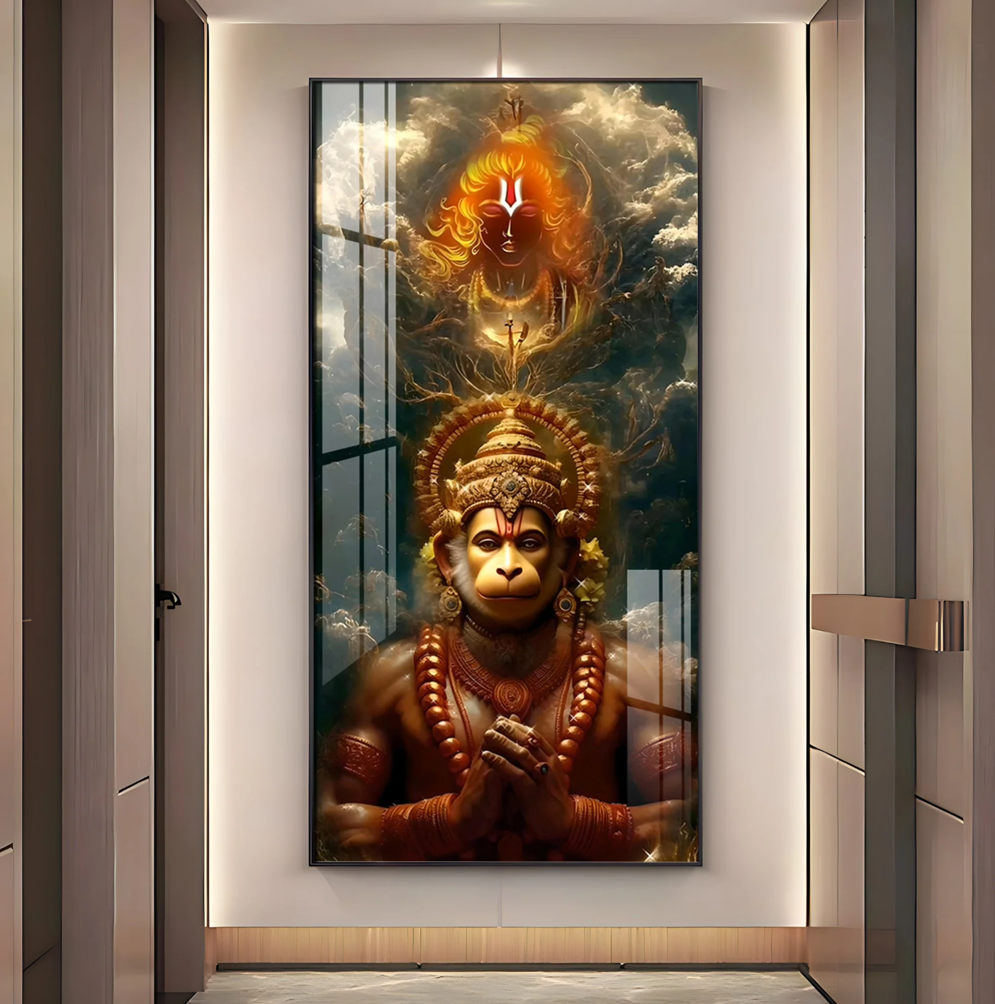 Sankatmochan Hanuman Premium Acrylic Vertical Wall Art