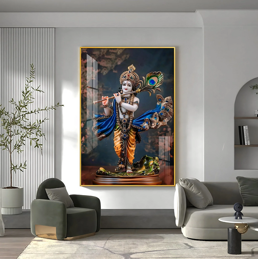 Divine Harmony Of Krishna Premium Vertical Acrylic Wall Art