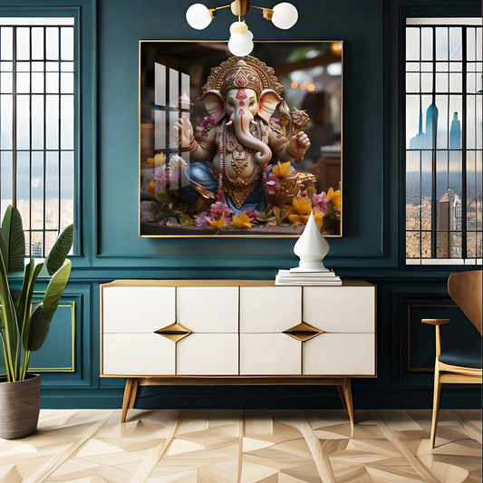 Karya Siddh Ganesh Premium Acrylic Square Wall Art