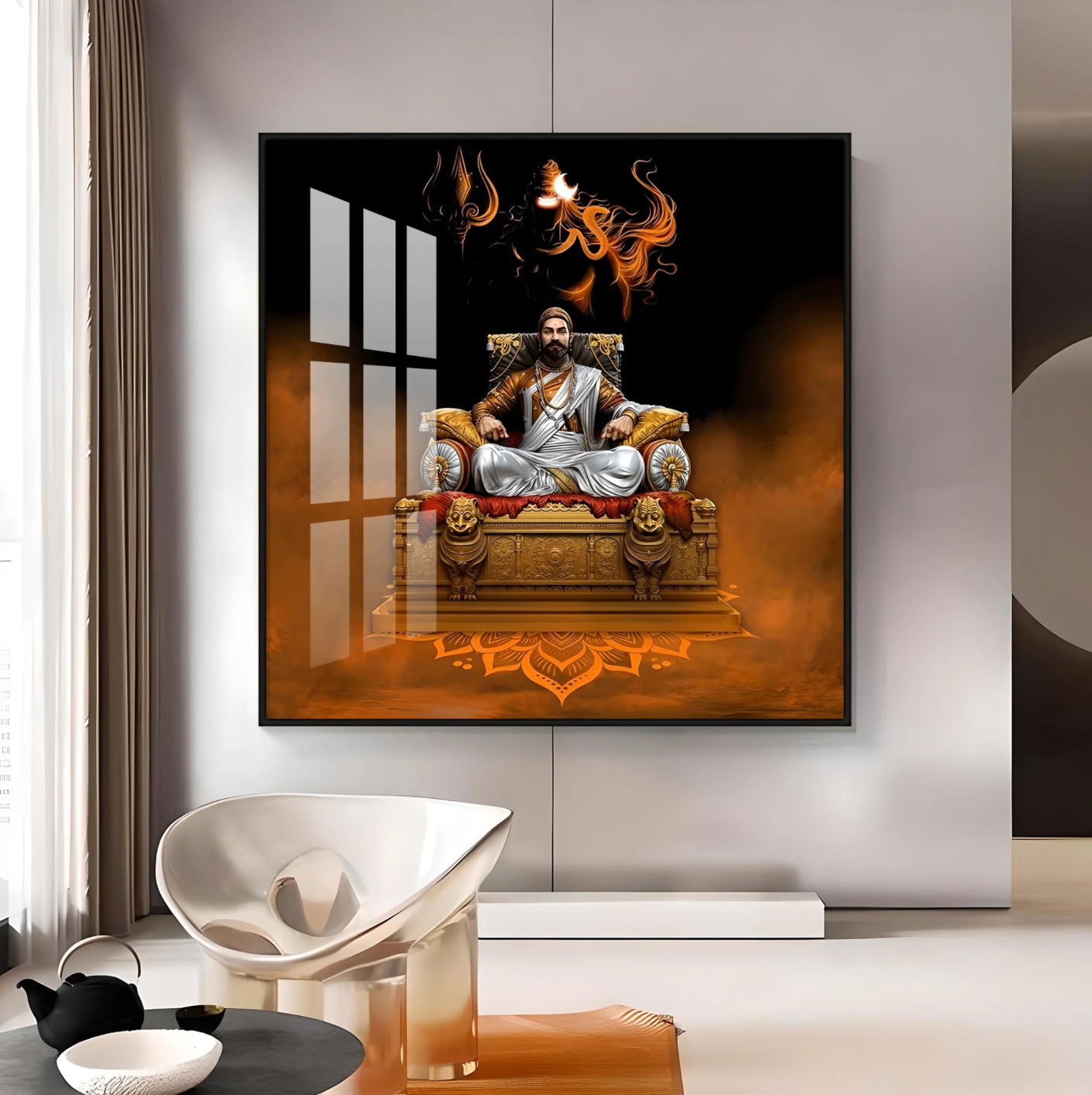 Maratha Warrior Shivaji Maharaj Premium Acrylic Square Wall Art