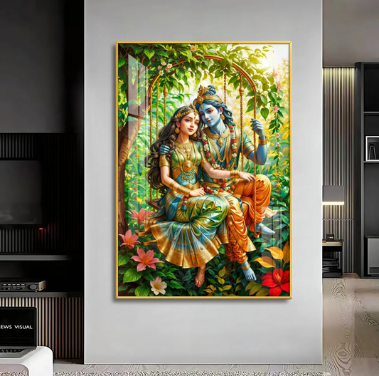 Shree Radha Krishna Premium Acrylic Vertical Wall Art