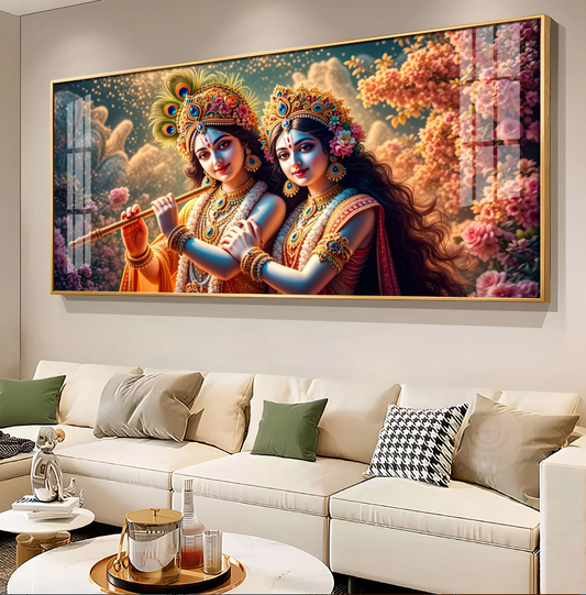 Mystic Radha Krishna Togetherness Premium Acrylic Horizontal Wall Art