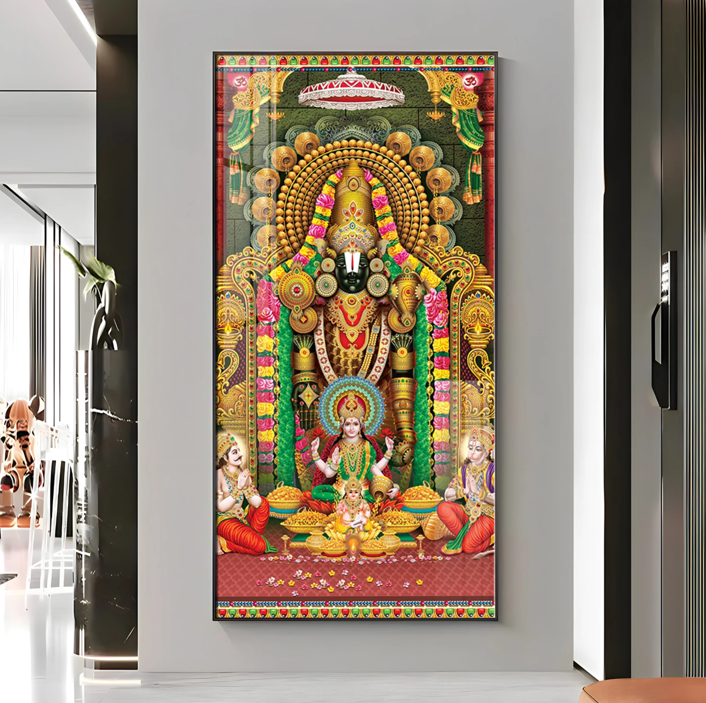 Lord Venkateswara With Lakshmi Ji Premium Acrylic Vertical Wall Art